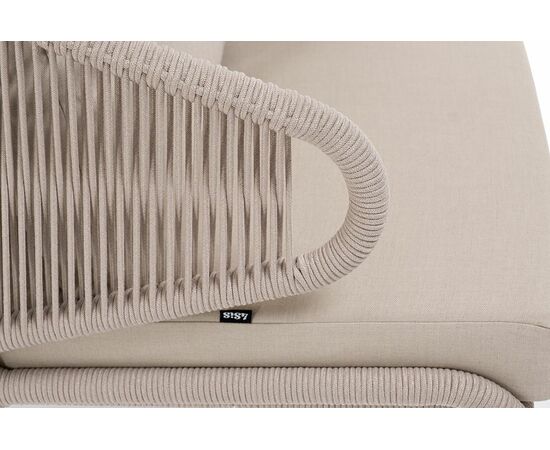 "Милан" кресло плетеное из роупа, каркас алюминий белый муар, роуп бежевый круглый, ткань бежевая 035, изображение 4 | Интернет магазин мебели и декора LifeDekor