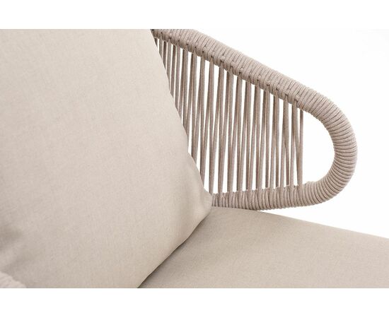 "Милан" кресло плетеное из роупа, каркас алюминий белый муар, роуп бежевый круглый, ткань бежевая 035, изображение 5 | Интернет магазин мебели и декора LifeDekor