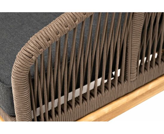 "Канны" кресло плетеное из роупа, основание дуб, роуп коричневый круглый, ткань темно-серая 027, изображение 4 | Интернет магазин мебели и декора LifeDekor