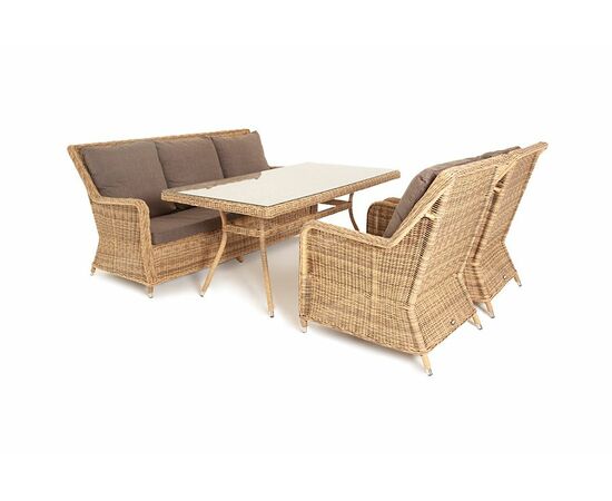 "Гляссе" обеденная группа из искусственного ротанга, цвет соломенный, изображение 4 | Интернет магазин мебели и декора LifeDekor