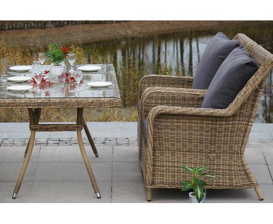 "Гляссе" обеденная группа из искусственного ротанга, цвет соломенный, изображение 7 | Интернет магазин мебели и декора LifeDekor