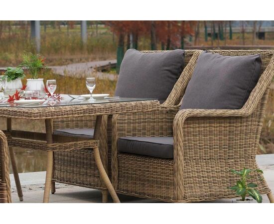 "Гляссе" обеденная группа из искусственного ротанга, цвет соломенный, изображение 8 | Интернет магазин мебели и декора LifeDekor