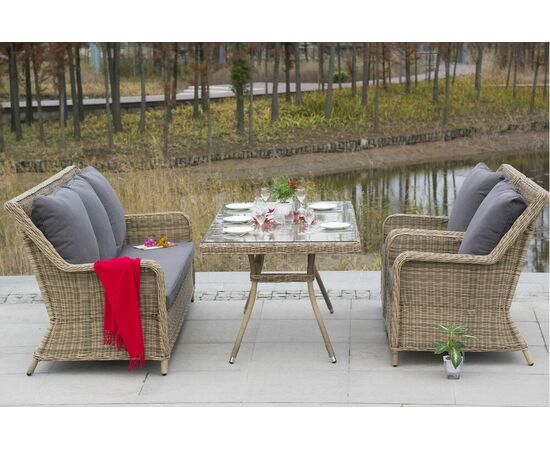 "Гляссе" обеденная группа из искусственного ротанга, цвет соломенный, изображение 10 | Интернет магазин мебели и декора LifeDekor