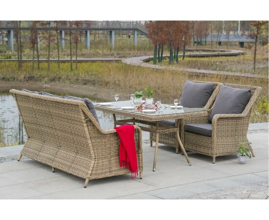 "Гляссе" обеденная группа из искусственного ротанга, цвет соломенный, изображение 11 | Интернет магазин мебели и декора LifeDekor