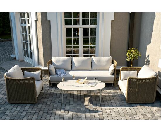 "Аликанте" лаунж-зона из искусственного ротанга, цвет соломенный, изображение 2 | Интернет магазин мебели и декора LifeDekor