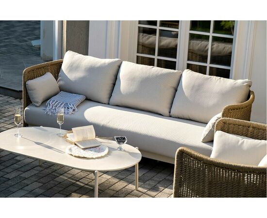 "Аликанте" лаунж-зона из искусственного ротанга, цвет соломенный, изображение 3 | Интернет магазин мебели и декора LifeDekor