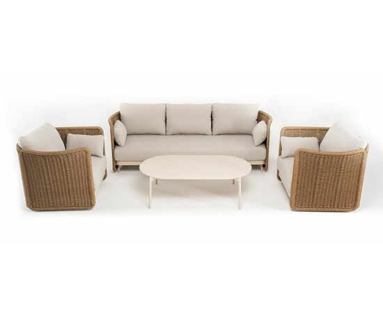 "Аликанте" лаунж-зона из искусственного ротанга, цвет соломенный, изображение 15 | Интернет магазин мебели и декора LifeDekor