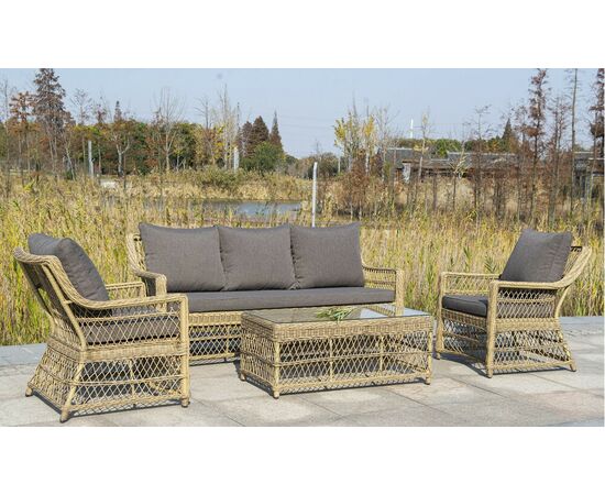 "Гранд Латте" стол журнальный из искусственного ротанга, цвет соломенный, изображение 6 | Интернет магазин мебели и декора LifeDekor