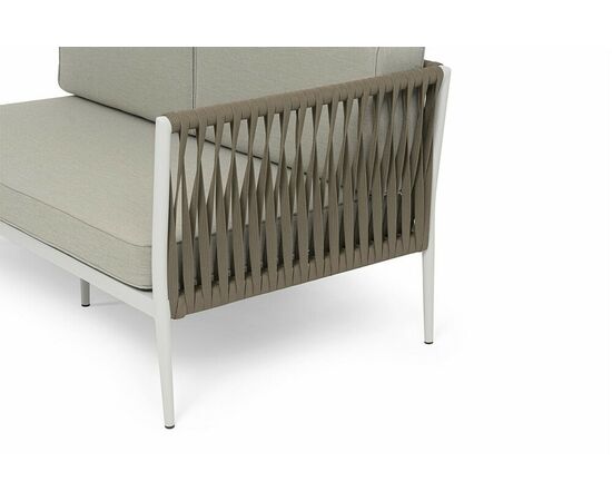 "Касабланка" диван модульный плетеный из роупа, каркас алюминий, роуп серо-коричневый 23мм, ткань бежевая 15052, изображение 4 | Интернет магазин мебели и декора LifeDekor