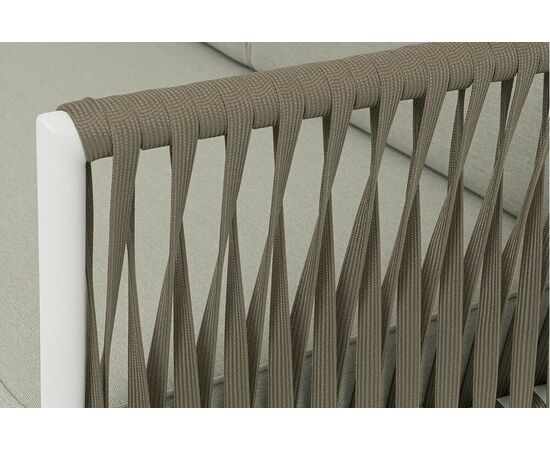 "Касабланка" диван модульный плетеный из роупа, каркас алюминий, роуп серо-коричневый 23мм, ткань бежевая 15052, изображение 5 | Интернет магазин мебели и декора LifeDekor