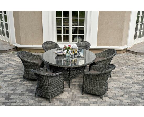 "Эспрессо–150 R" обеденная группа плетеная, цвет графит, изображение 3 | Интернет магазин мебели и декора LifeDekor