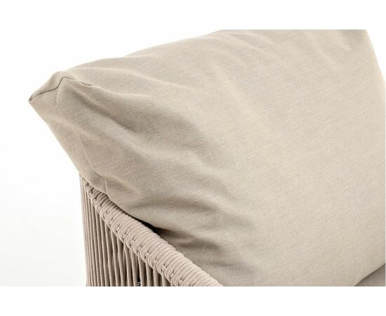 "Верона" кресло плетеное из роупа, каркас алюминий белый муар, роуп бежевый круглый, ткань бежевая 15052, изображение 4 | Интернет магазин мебели и декора LifeDekor