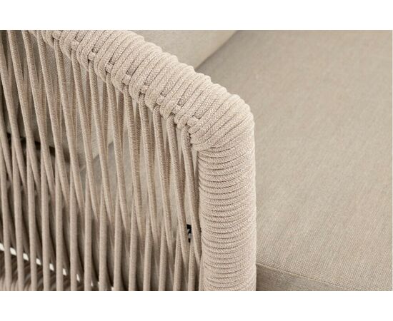 "Верона" кресло плетеное из роупа, каркас алюминий белый муар, роуп бежевый круглый, ткань бежевая 15052, изображение 5 | Интернет магазин мебели и декора LifeDekor