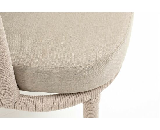 "Верона" кресло плетеное из роупа, каркас алюминий белый муар, роуп бежевый круглый, ткань бежевая 15052, изображение 6 | Интернет магазин мебели и декора LifeDekor