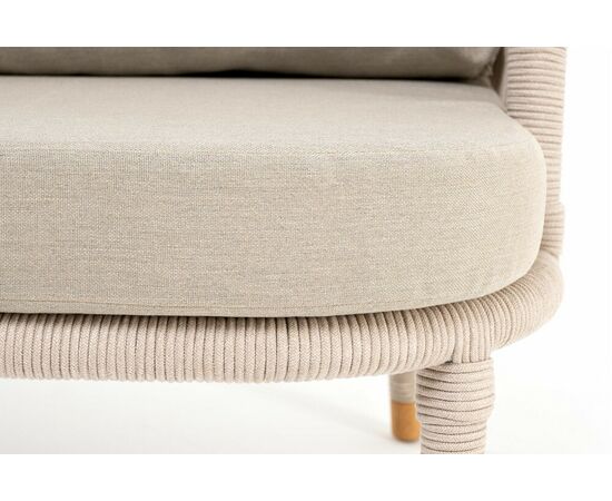 "Верона" кресло плетеное из роупа, каркас алюминий белый муар, роуп бежевый круглый, ткань бежевая 15052, изображение 7 | Интернет магазин мебели и декора LifeDekor