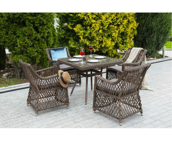 "Айриш" обеденная группа плетеная на 4 персоны, цвет коричневый, изображение 4 | Интернет магазин мебели и декора LifeDekor