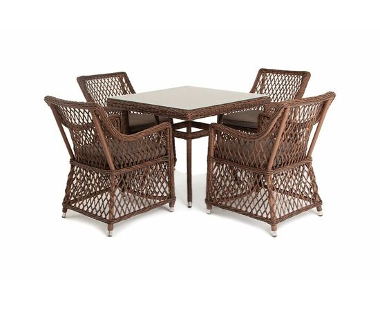 "Айриш" обеденная группа плетеная на 4 персоны, цвет коричневый, изображение 5 | Интернет магазин мебели и декора LifeDekor