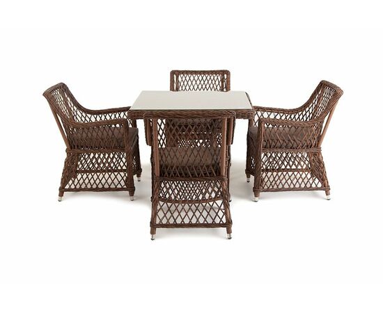 "Айриш" обеденная группа плетеная на 4 персоны, цвет коричневый, изображение 6 | Интернет магазин мебели и декора LifeDekor