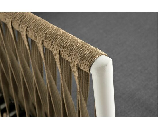 "Касабланка" диван 3-местный плетеный из роупа, каркас алюминий светло-серый (RAL7035) муар, роуп серо-коричневый 23мм, ткань серая, изображение 4 | Интернет магазин мебели и декора LifeDekor