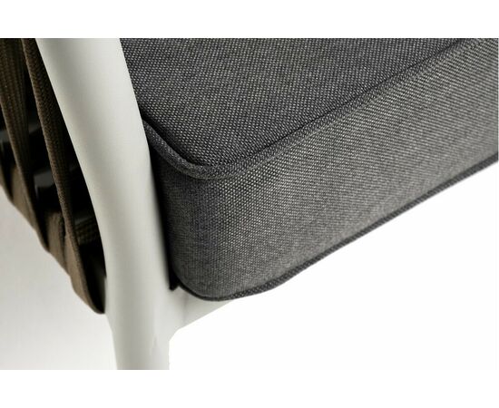 "Касабланка" диван 3-местный плетеный из роупа, каркас алюминий светло-серый (RAL7035) муар, роуп серо-коричневый 23мм, ткань серая, изображение 6 | Интернет магазин мебели и декора LifeDekor