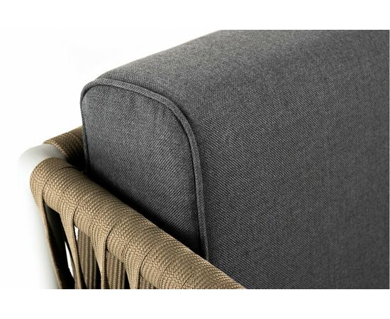 "Касабланка" диван 3-местный плетеный из роупа, каркас алюминий светло-серый (RAL7035) муар, роуп серо-коричневый 23мм, ткань серая, изображение 8 | Интернет магазин мебели и декора LifeDekor