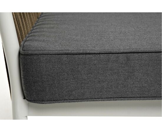 "Касабланка" диван 3-местный плетеный из роупа, каркас алюминий светло-серый (RAL7035) муар, роуп серо-коричневый 23мм, ткань серая, изображение 10 | Интернет магазин мебели и декора LifeDekor