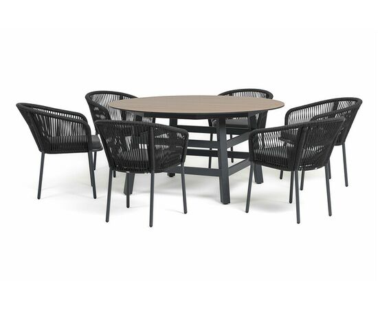 "Рио" обеденная группа на 6 персон, стол HPL "дуб", цвет темно-серый, изображение 2 | Интернет магазин мебели и декора LifeDekor