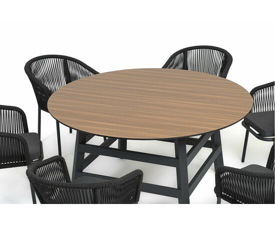 "Рио" обеденная группа на 6 персон, стол HPL "дуб", цвет темно-серый, изображение 5 | Интернет магазин мебели и декора LifeDekor