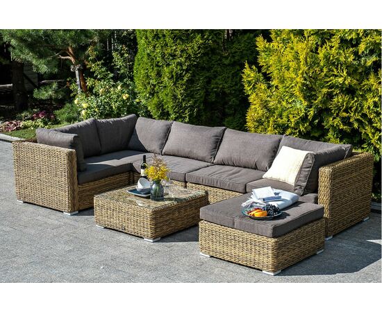 "Лунго" модуль диванный угловой с подушками, цвет соломенный (гиацинт), изображение 7 | Интернет магазин мебели и декора LifeDekor