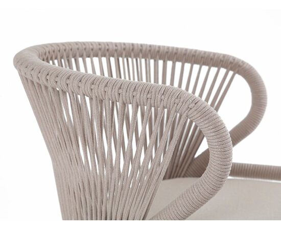 "Милан" стул плетеный из роупа, каркас алюминий белый муар, роуп бежевый круглый, ткань бежевая 15052, изображение 5 | Интернет магазин мебели и декора LifeDekor