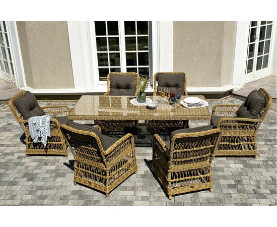 "Цесена" обеденная группа плетеная из искусственного ротанга, цвет соломенный | Интернет магазин мебели и декора LifeDekor