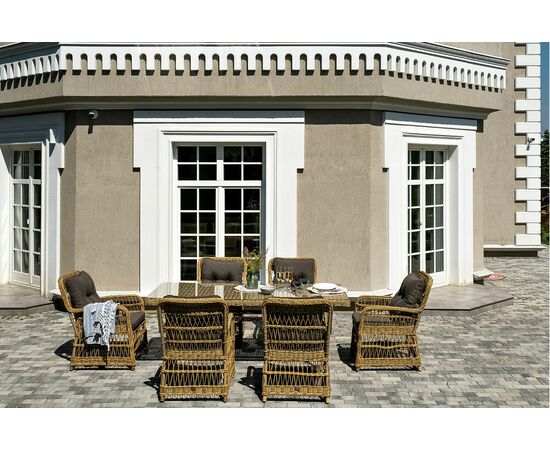 "Цесена" обеденная группа плетеная из искусственного ротанга, цвет соломенный, изображение 2 | Интернет магазин мебели и декора LifeDekor