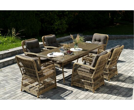 "Цесена" обеденная группа плетеная из искусственного ротанга, цвет соломенный, изображение 4 | Интернет магазин мебели и декора LifeDekor