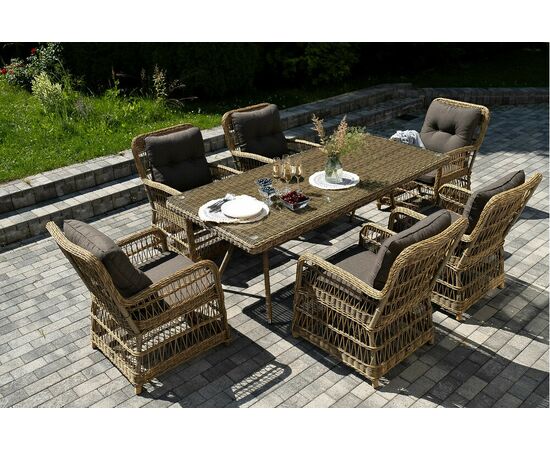 "Цесена" обеденная группа плетеная из искусственного ротанга, цвет соломенный, изображение 5 | Интернет магазин мебели и декора LifeDekor