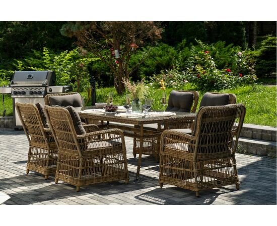 "Цесена" обеденная группа плетеная из искусственного ротанга, цвет соломенный, изображение 6 | Интернет магазин мебели и декора LifeDekor