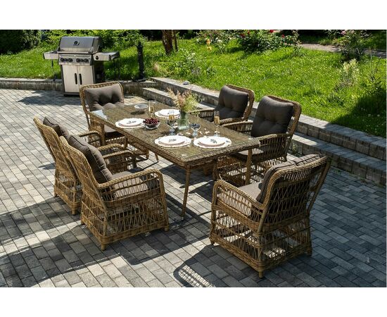 "Цесена" обеденная группа плетеная из искусственного ротанга, цвет соломенный, изображение 7 | Интернет магазин мебели и декора LifeDekor