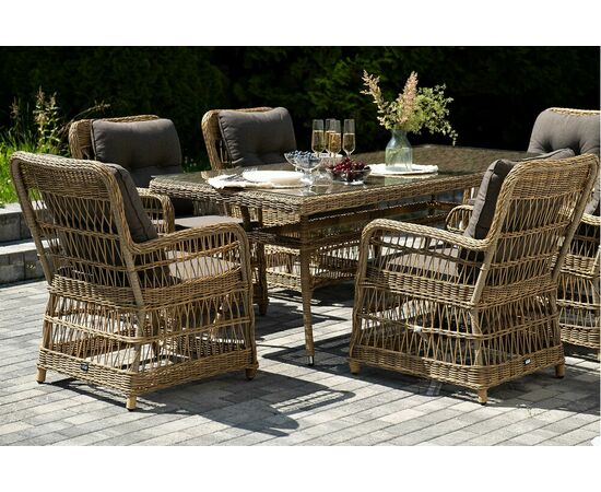 "Цесена" обеденная группа плетеная из искусственного ротанга, цвет соломенный, изображение 8 | Интернет магазин мебели и декора LifeDekor