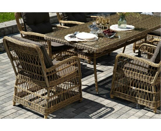 "Цесена" обеденная группа плетеная из искусственного ротанга, цвет соломенный, изображение 9 | Интернет магазин мебели и декора LifeDekor