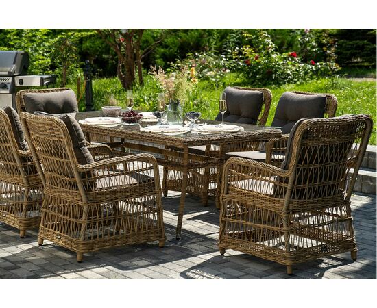 "Цесена" обеденная группа плетеная из искусственного ротанга, цвет соломенный, изображение 12 | Интернет магазин мебели и декора LifeDekor