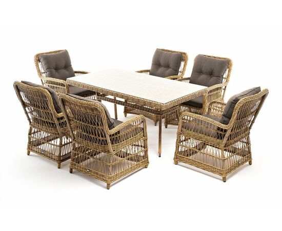 "Цесена" обеденная группа плетеная из искусственного ротанга, цвет соломенный, изображение 22 | Интернет магазин мебели и декора LifeDekor