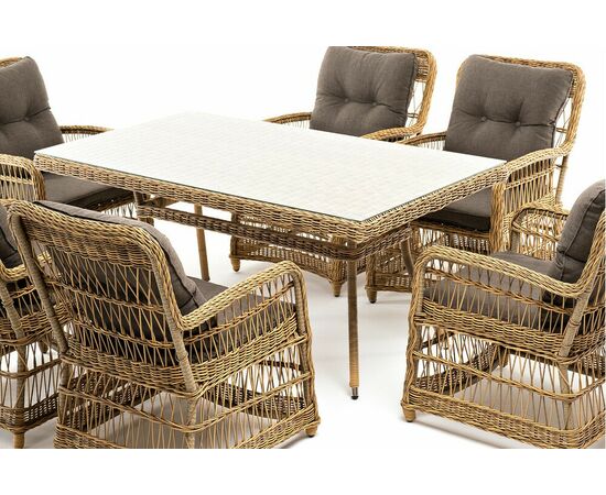 "Цесена" обеденная группа плетеная из искусственного ротанга, цвет соломенный, изображение 28 | Интернет магазин мебели и декора LifeDekor