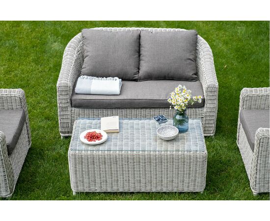 "Кон Панна" столик журнальный из искусственного ротанга, цвет бежевый, изображение 5 | Интернет магазин мебели и декора LifeDekor