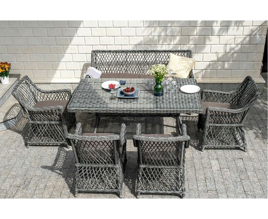 "Латте" плетеный стол из искусственного ротанга 160х90см, цвет графит, изображение 5 | Интернет магазин мебели и декора LifeDekor