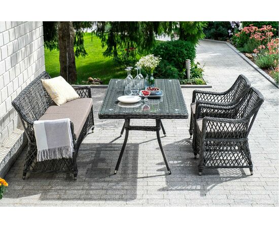 "Латте" плетеный стол из искусственного ротанга 160х90см, цвет графит, изображение 7 | Интернет магазин мебели и декора LifeDekor