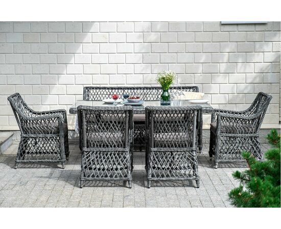 "Латте" плетеный стол из искусственного ротанга 160х90см, цвет графит, изображение 10 | Интернет магазин мебели и декора LifeDekor