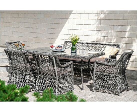 "Латте" плетеный стол из искусственного ротанга 160х90см, цвет графит, изображение 11 | Интернет магазин мебели и декора LifeDekor