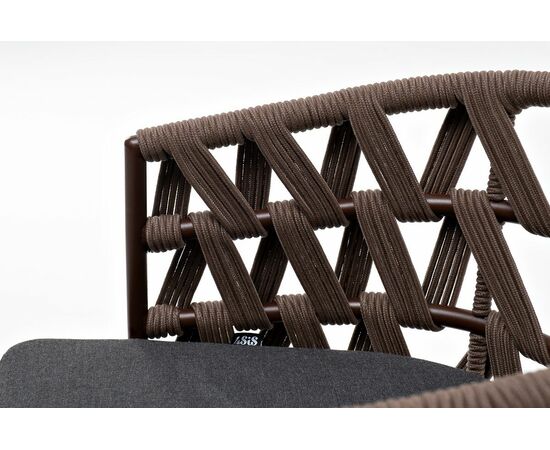 "Диего" стул плетеный из роупа, каркас из стали коричневый (RAL8016) муар, роуп коричневый круглый, ткань темно-серая 027, изображение 4 | Интернет магазин мебели и декора LifeDekor