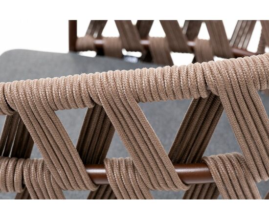 "Диего" стул плетеный из роупа, каркас из стали коричневый (RAL8016) муар, роуп коричневый круглый, ткань темно-серая 027, изображение 6 | Интернет магазин мебели и декора LifeDekor