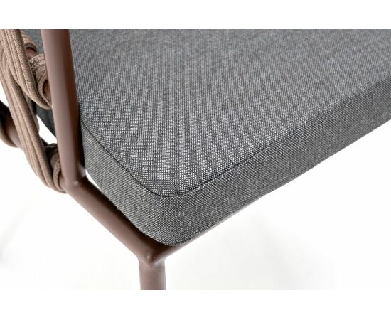 "Диего" стул плетеный из роупа, каркас из стали коричневый (RAL8016) муар, роуп коричневый круглый, ткань темно-серая 027, изображение 7 | Интернет магазин мебели и декора LifeDekor