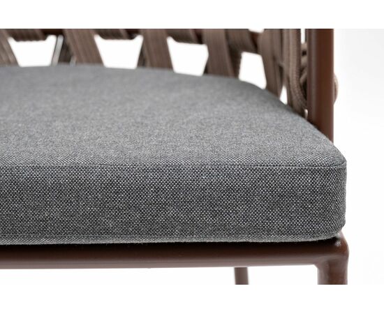 "Диего" стул плетеный из роупа, каркас из стали коричневый (RAL8016) муар, роуп коричневый круглый, ткань темно-серая 027, изображение 8 | Интернет магазин мебели и декора LifeDekor